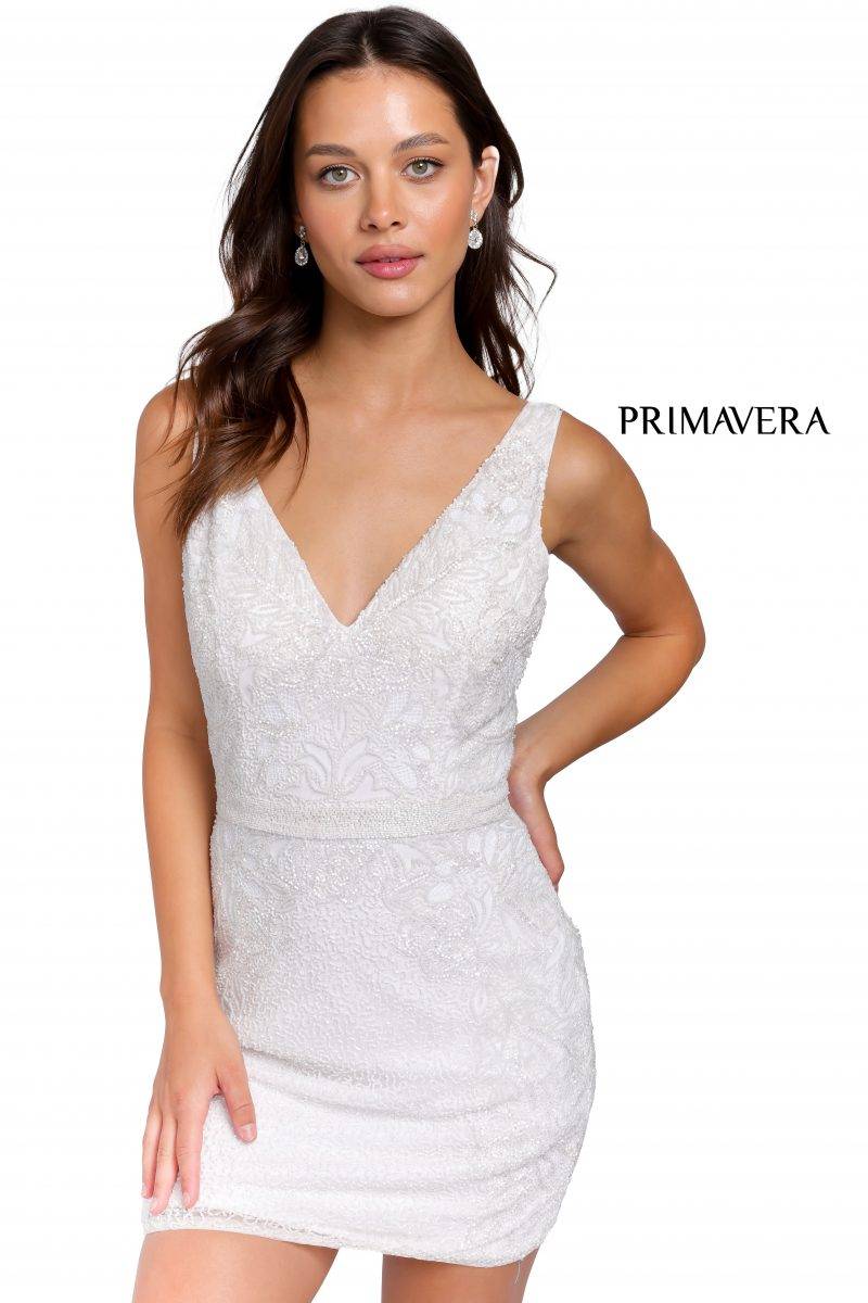 Floral Beaded Cocktail Dress By Primavera Couture -3804