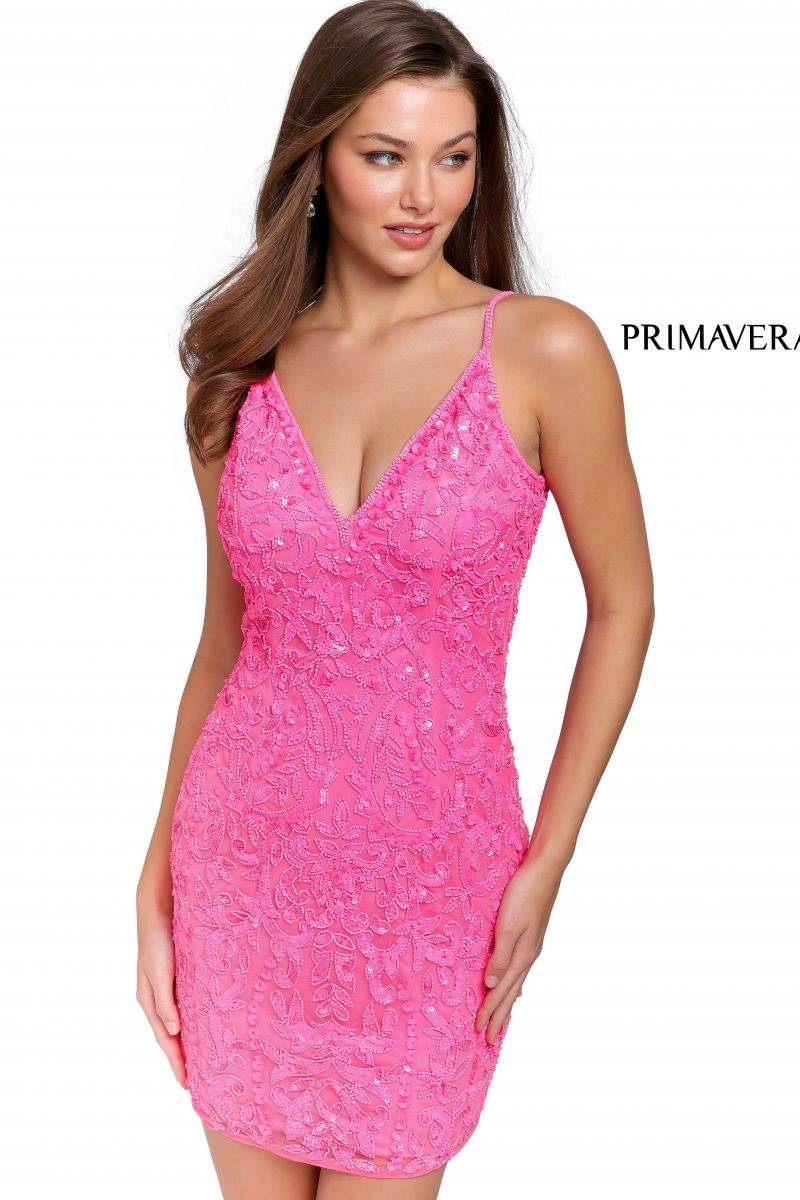 Deep V-Neck Backless Cocktail Dress By Primavera Couture -3813