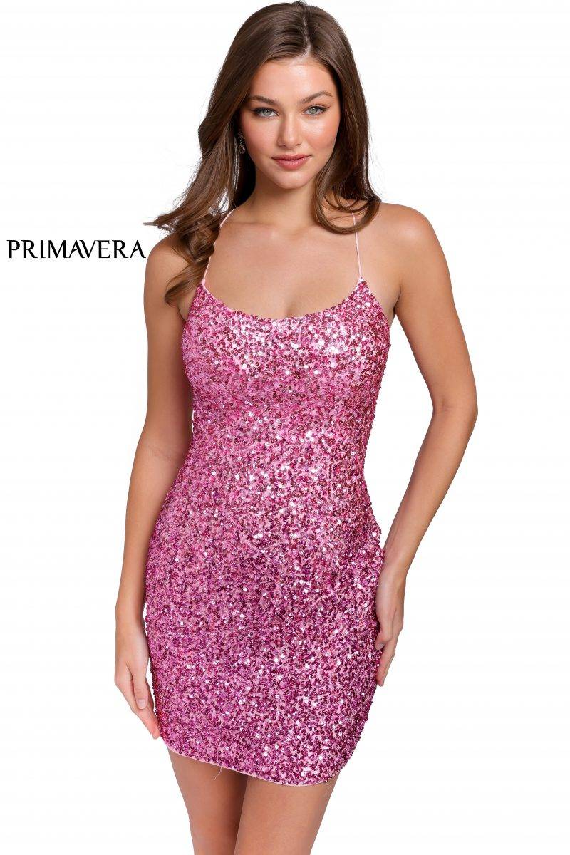 Lace-Up Back Cocktail Dress By Primavera Couture -3833