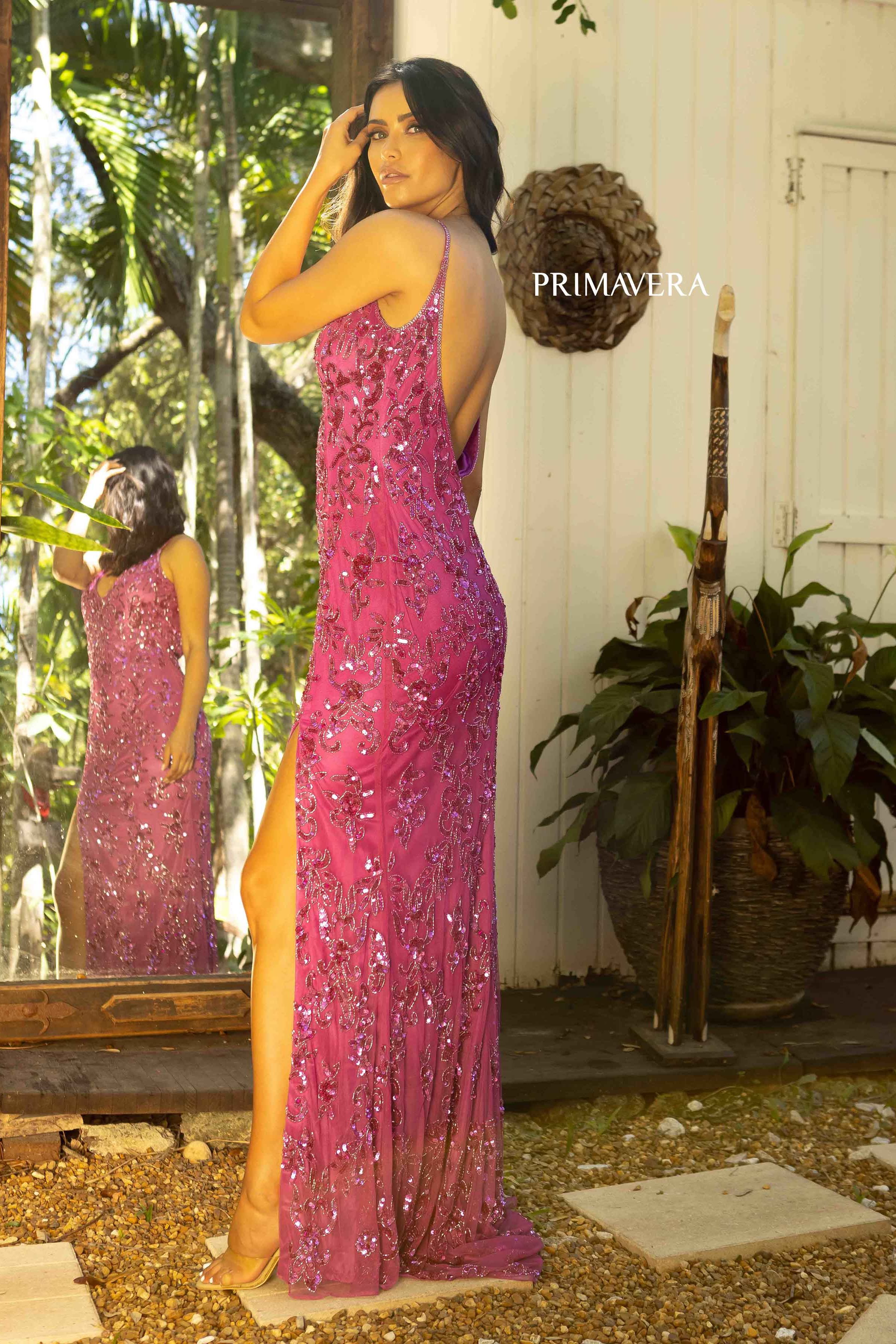 Floral Sequin Prom Dress By Primavera Couture -3913