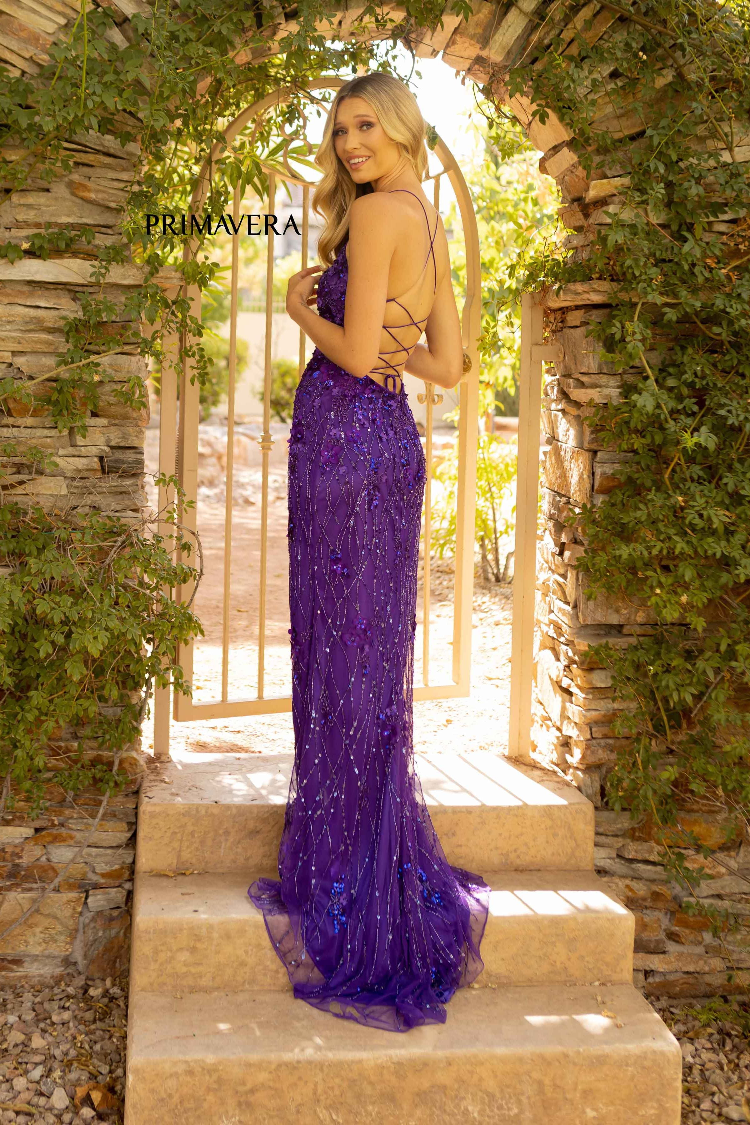 Flower Embellishments Beaded Dress By Primavera Couture -3917
