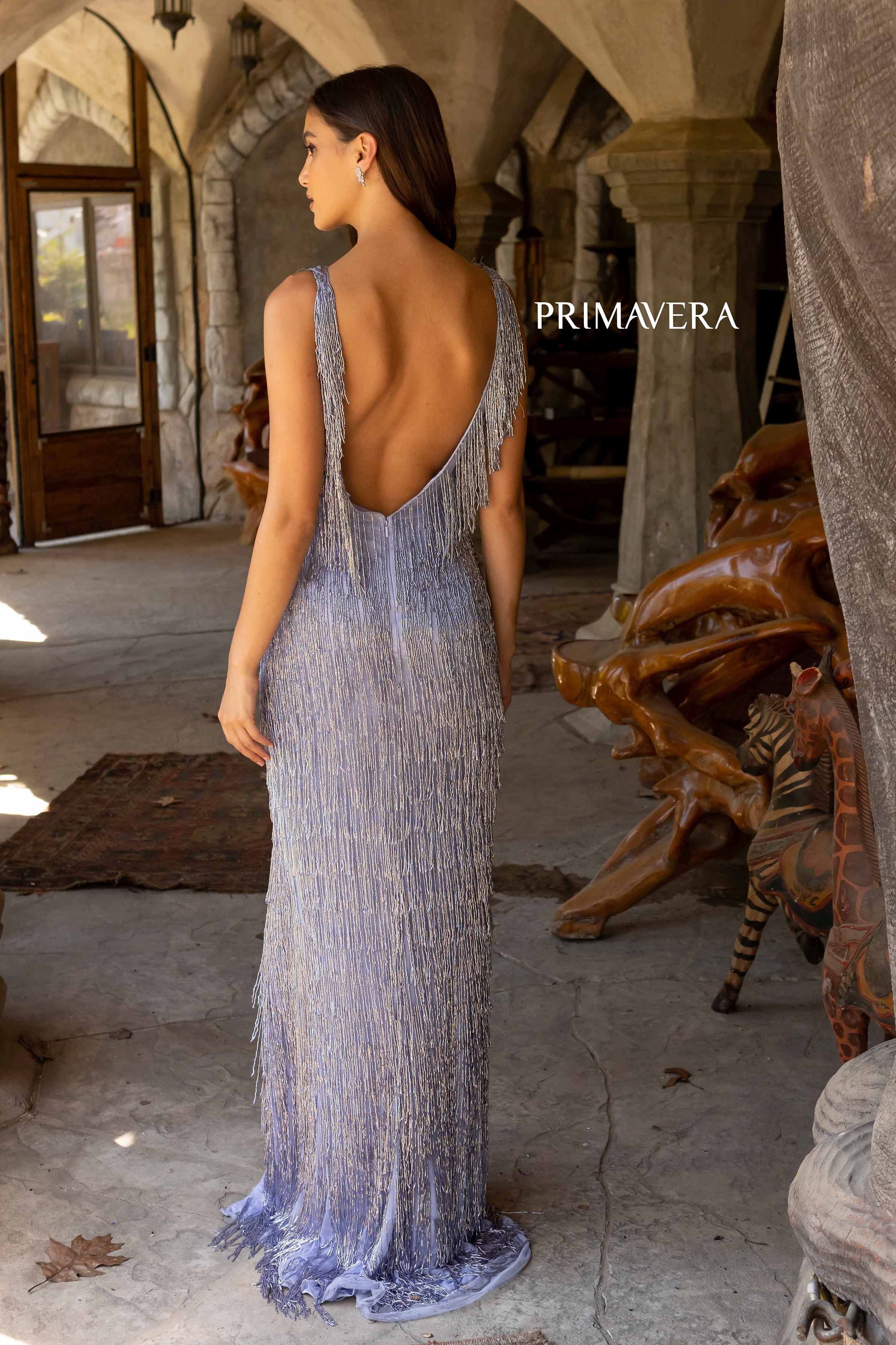 Beaded V-Neck Prom Dress By Primavera Couture -3919
