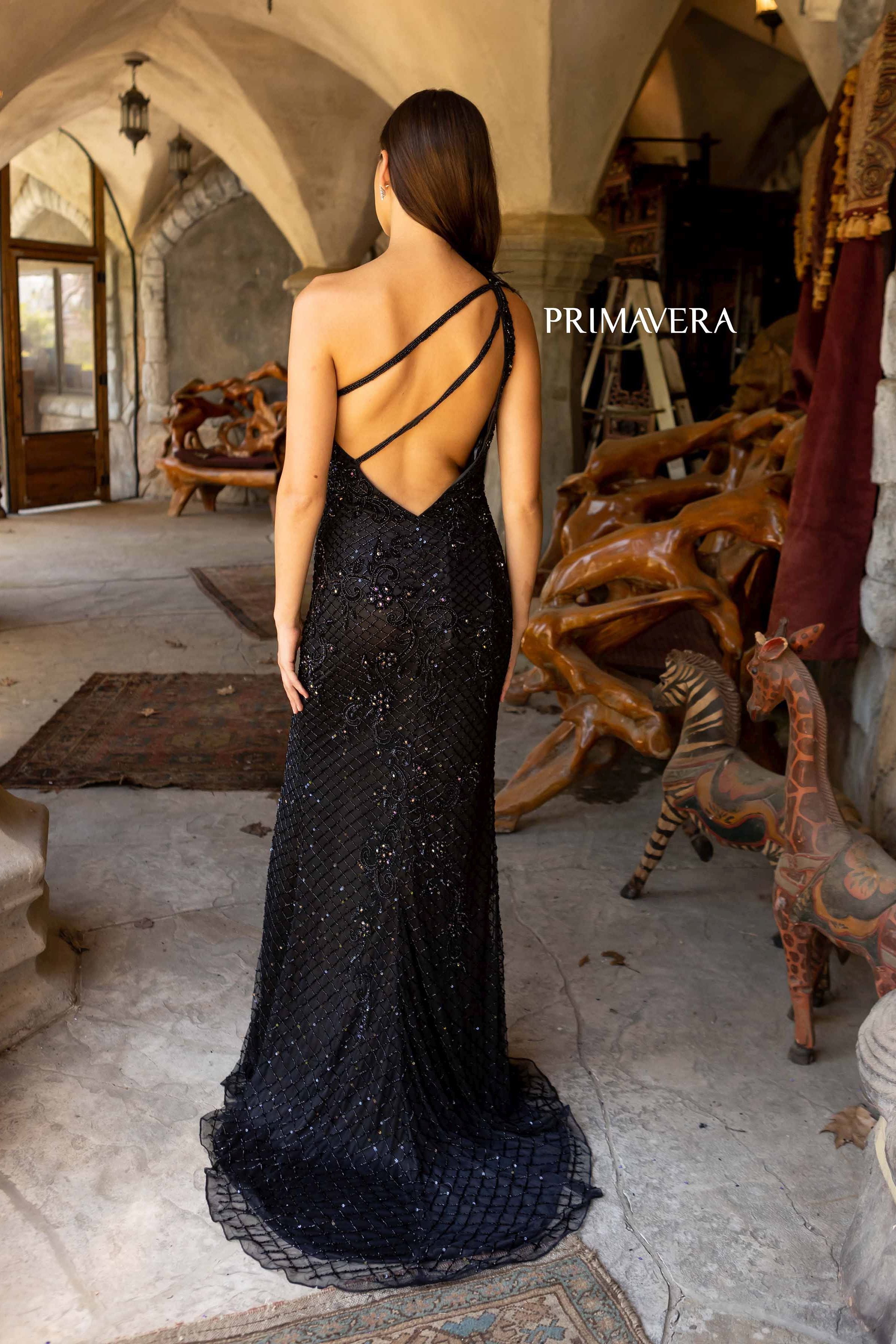 Asymmetrical Sleeve Prom Dress By Primavera Couture -3921