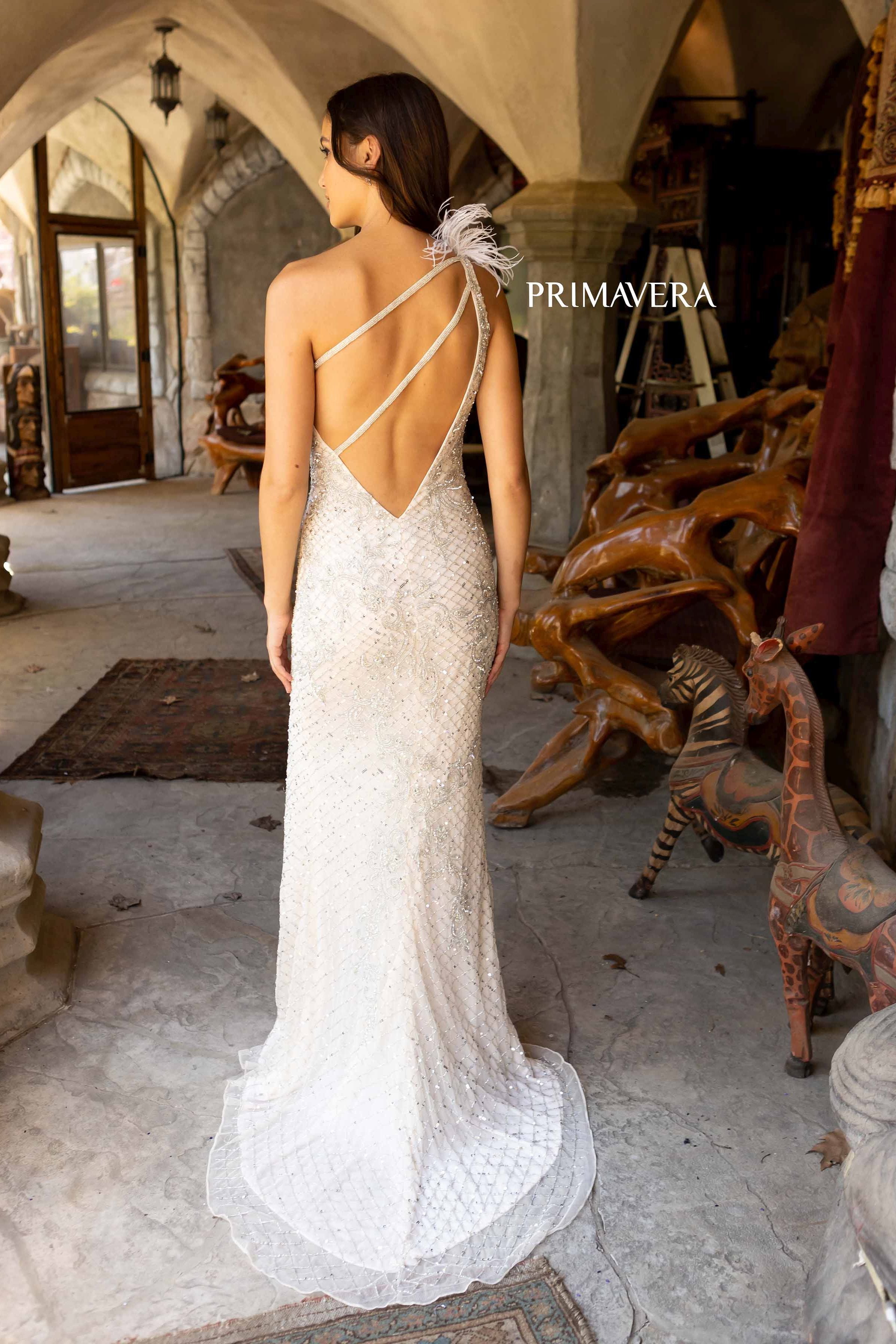Asymmetrical Sleeve Prom Dress By Primavera Couture -3921