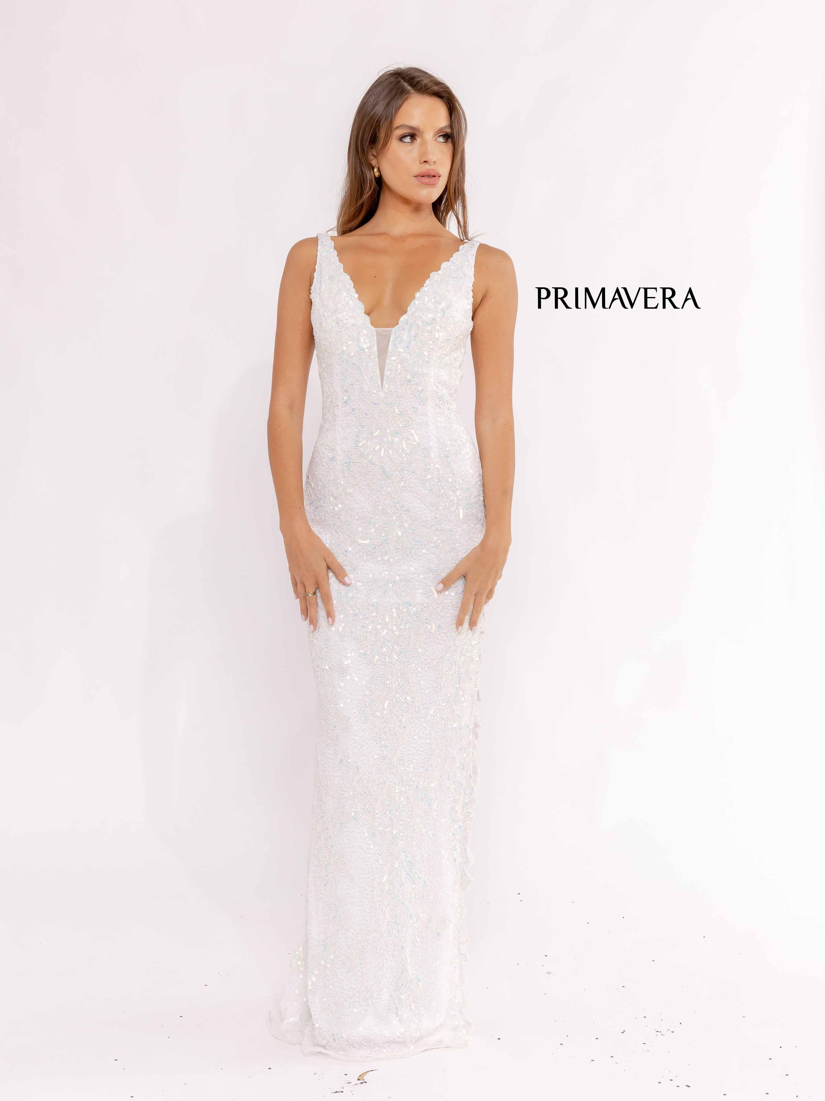 Plunging Embellished Prom Gown By Primavera Couture -3953