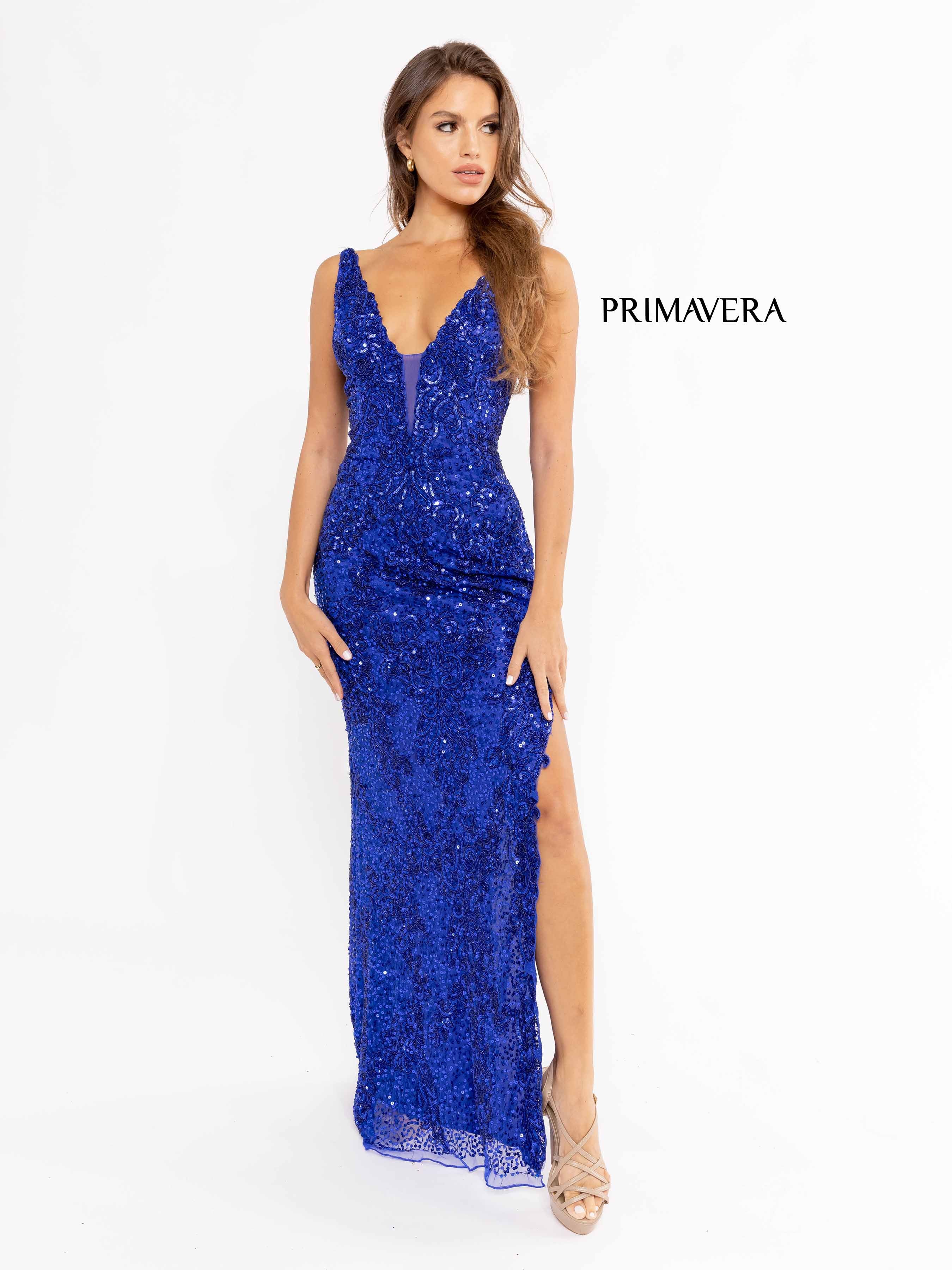 Plunging Embellished Prom Gown By Primavera Couture -3953