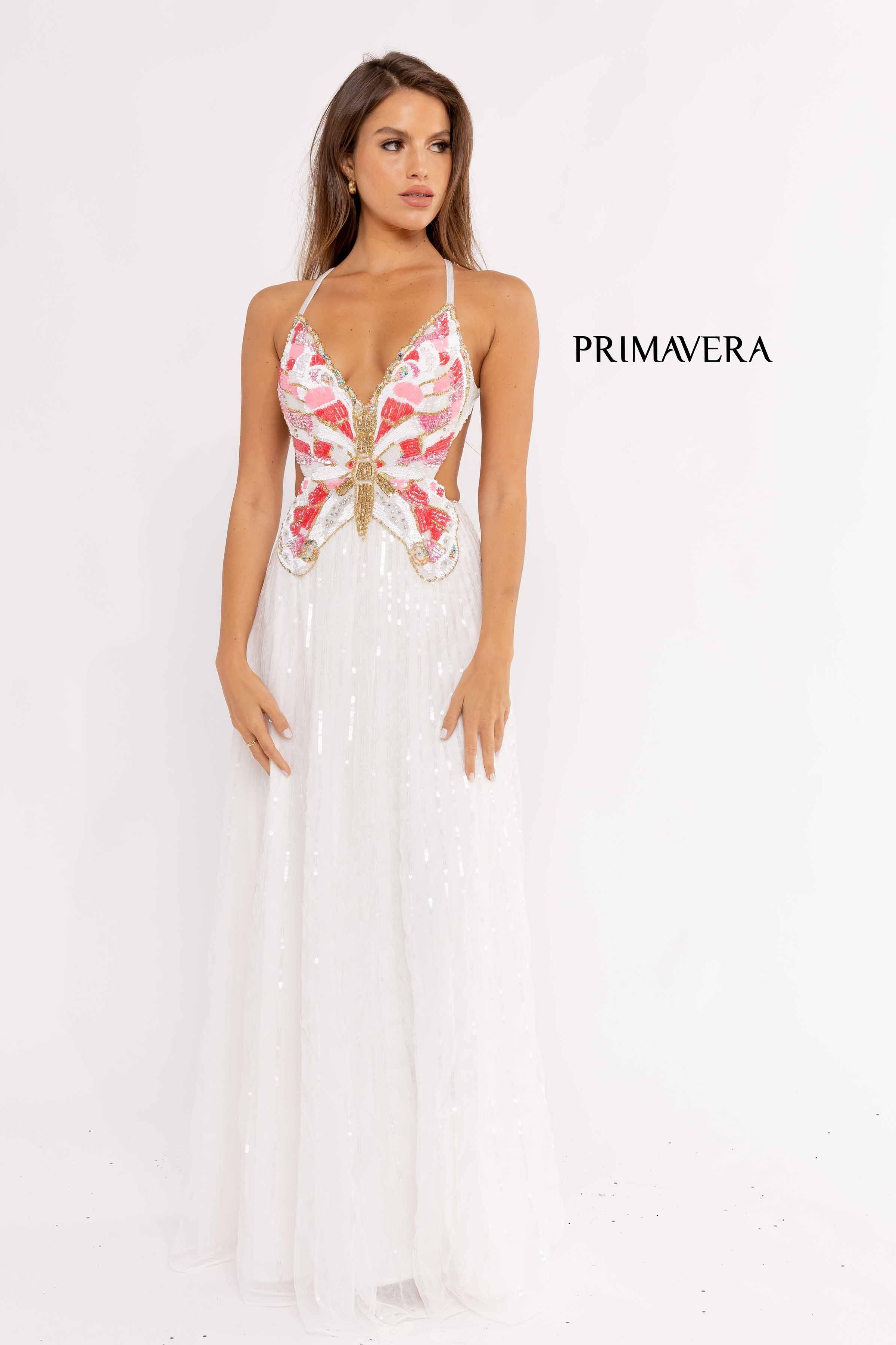 Beaded Butterfly A-Line Prom Gown By Primavera Couture -3957