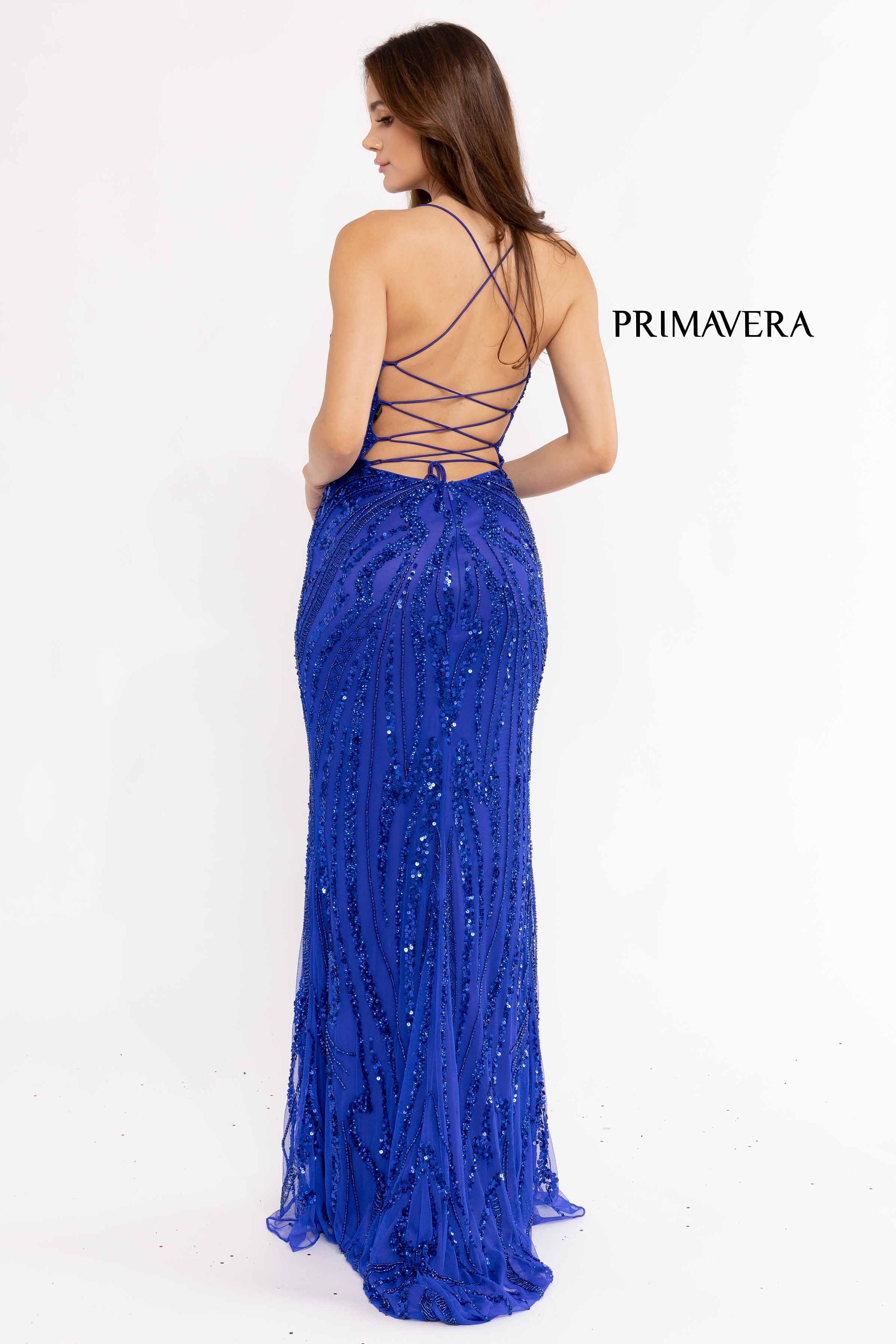V-Neck Beaded Prom Dress By Primavera Couture -3958