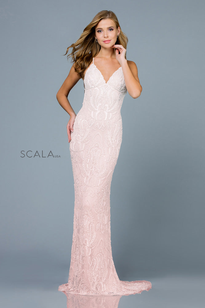 Gorgeous Spaghetti Straps Sheath Dress By SCALA -48710