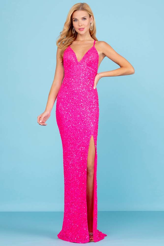 Sequined Backless Sheath Dress By SCALA -48938