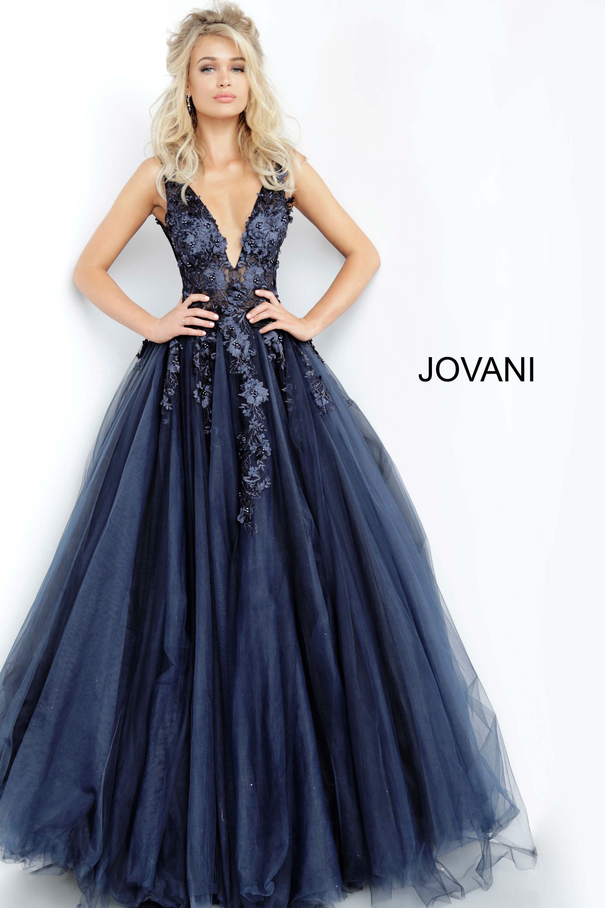 Floral Appliques Prom Dress By Jovani -55634