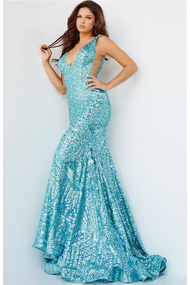 Embellished Low V Prom Dress By Jovani -59762B
