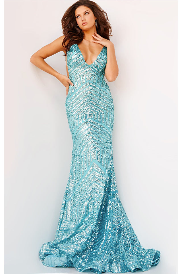 Embellished Low V Prom Dress By Jovani -59762B