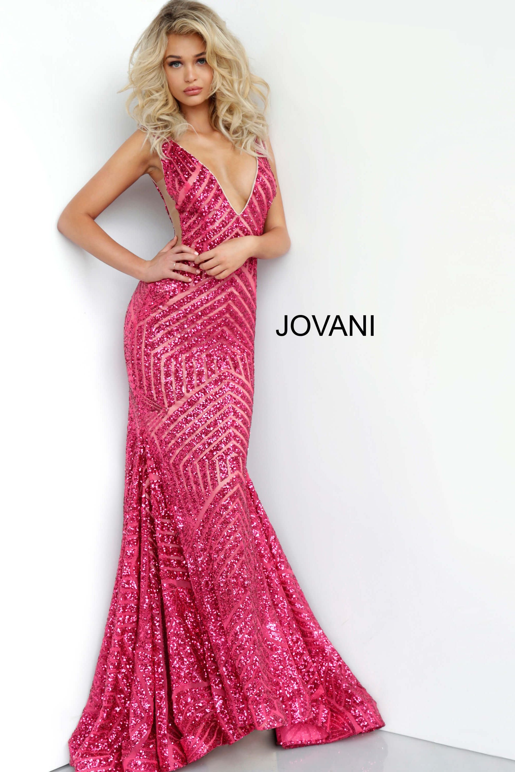 Embellished Low V Prom Dress By Jovani -59762B