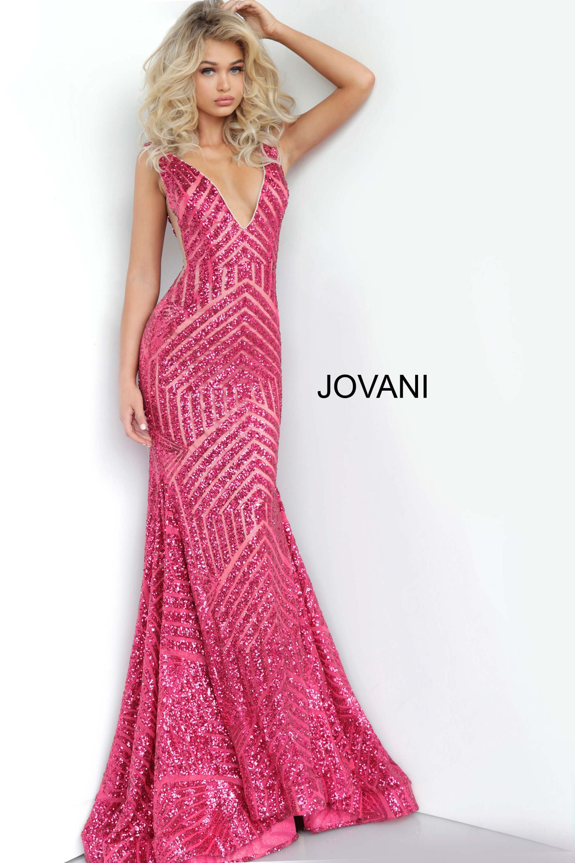 Embellished Low V Prom Dress By Jovani -59762B