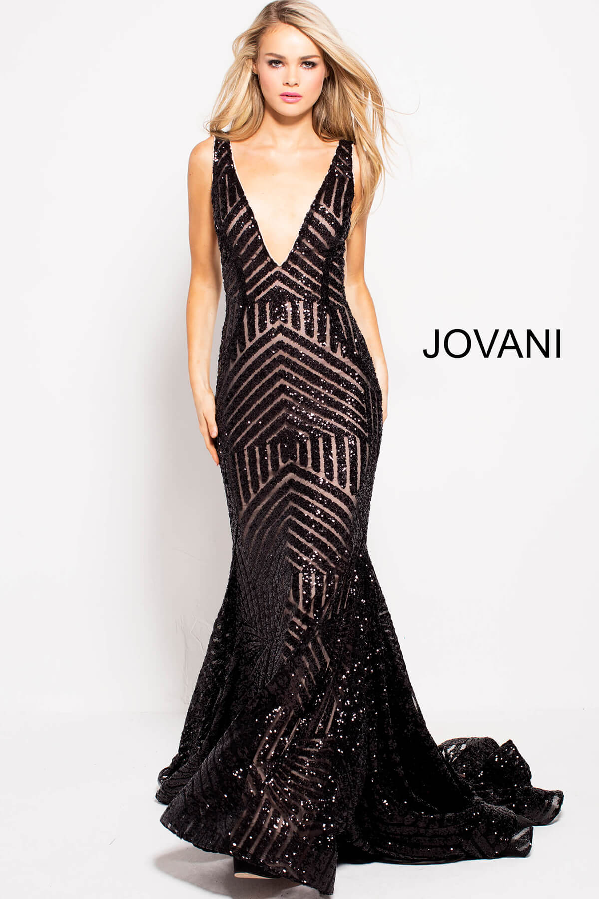 Embellished Low V Prom Dress By Jovani -59762B