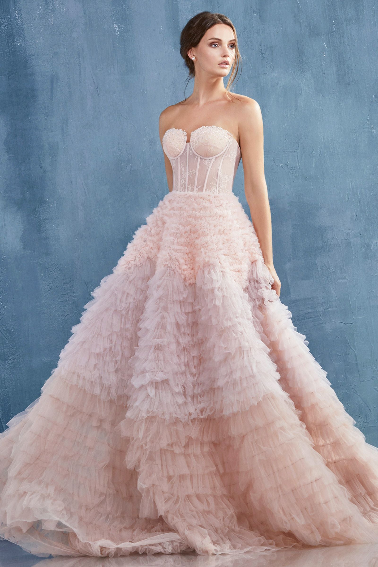 MyFashion.com - STRAPLESS FAUX LACE CORSET WITH A RUFFLED OMBRE BALLGOWN. BACK ZIPPER CLOSURE, SOME STRETCH.( A0767) - Andrea&Leo promdress eveningdress fashion partydress weddingdress
gown homecoming promgown weddinggown