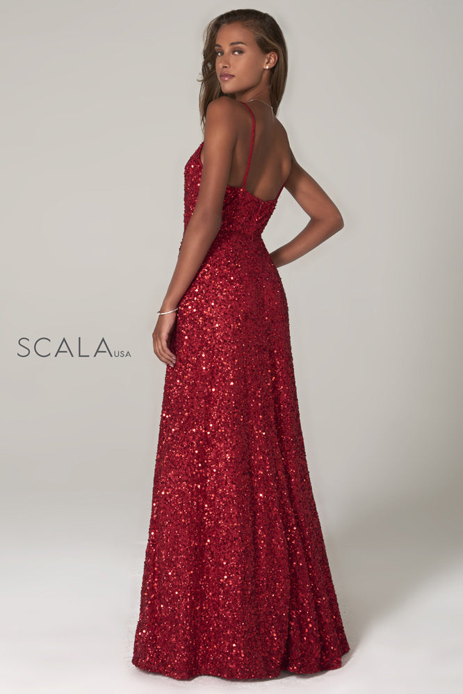 Embellished V-Neck A-Line Dress By SCALA -60109