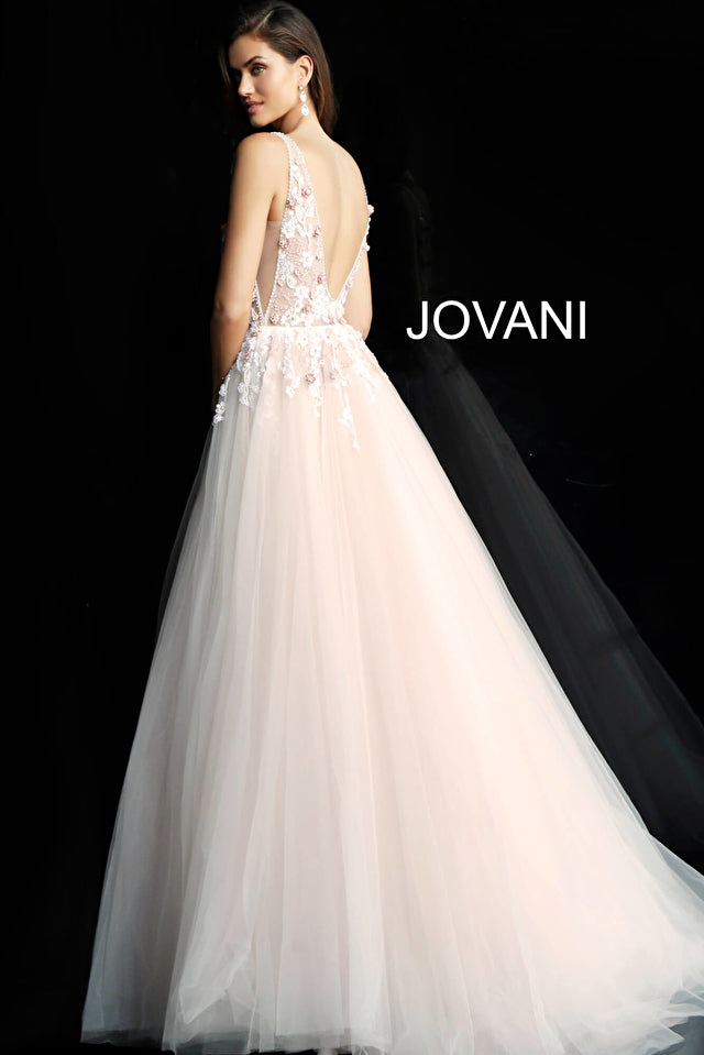Floral Embellished V Neck Ballgown By Jovani -61109B