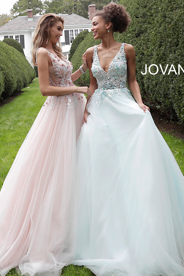 Floral Embellished V Neck Ballgown By Jovani -61109B