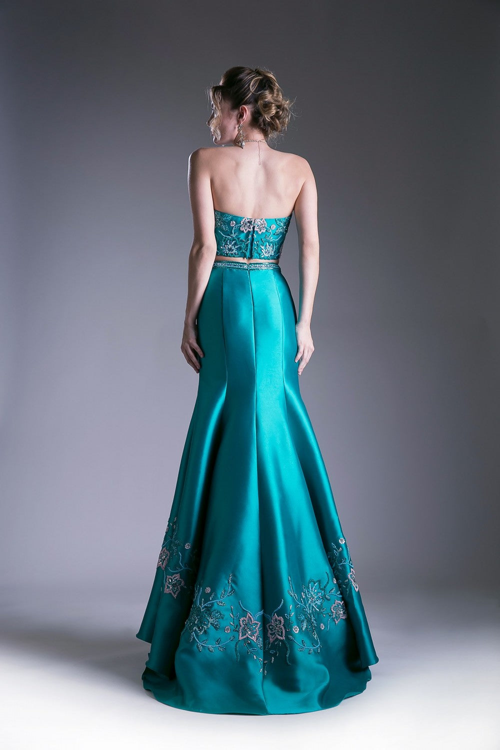 Beaded Satin Mermaid Gown by Cinderella Divine -62211