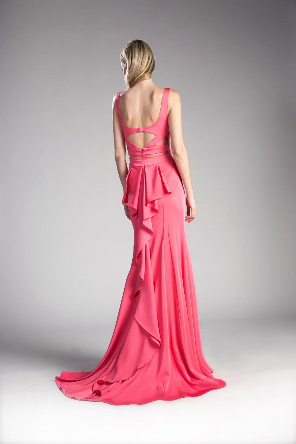 Fitted Jersey Dress With Cut Outs And Deep Plunge Neckline by Cinderella Divine -62454