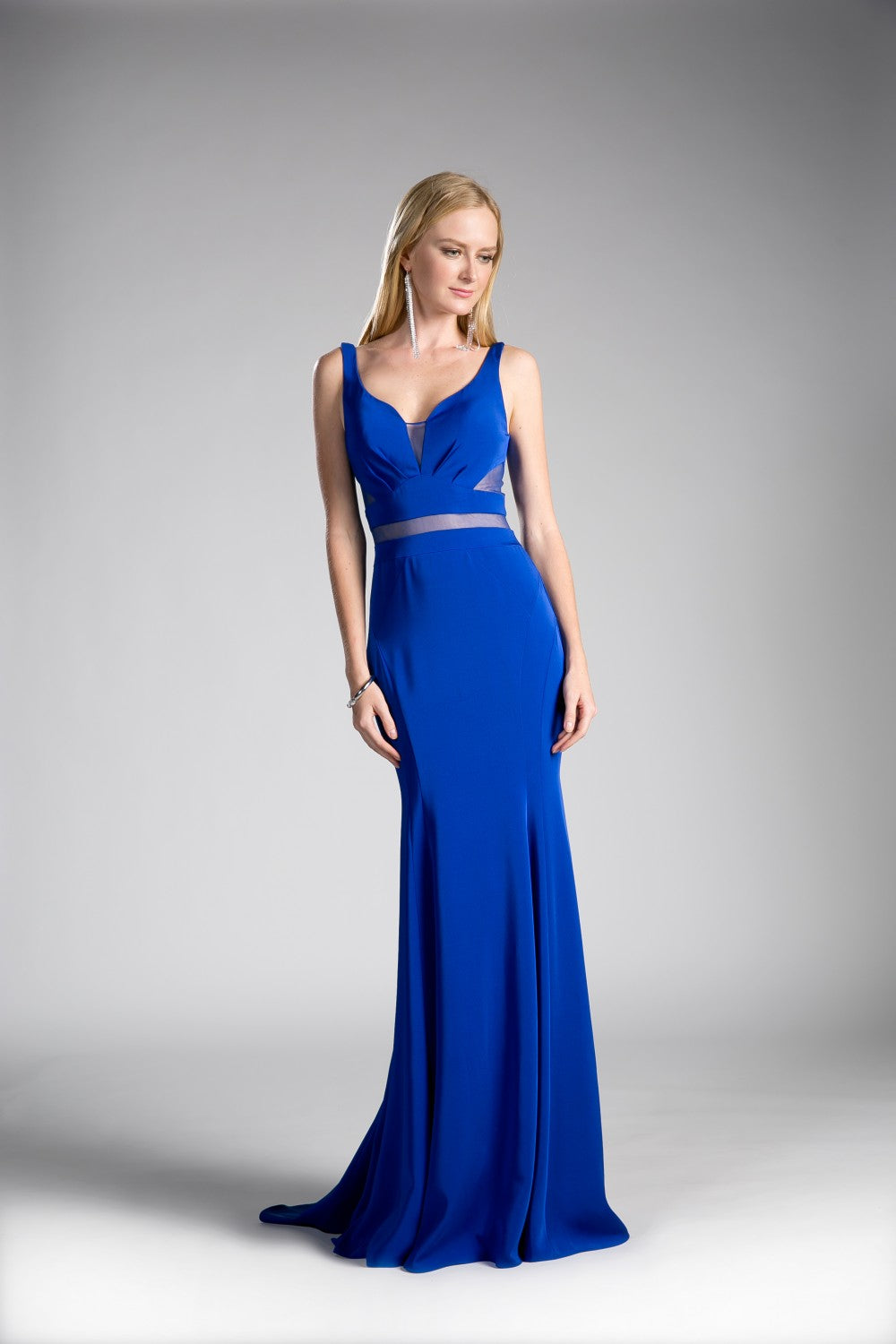 Fitted Jersey Dress With Cut Outs And Deep Plunge Neckline by Cinderella Divine -62454