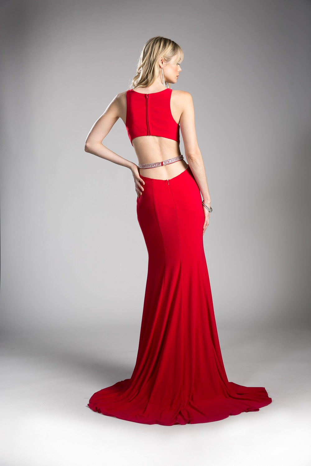 Beaded Belt Stretch Knit Sheath Dress by Cinderella Divine -62806