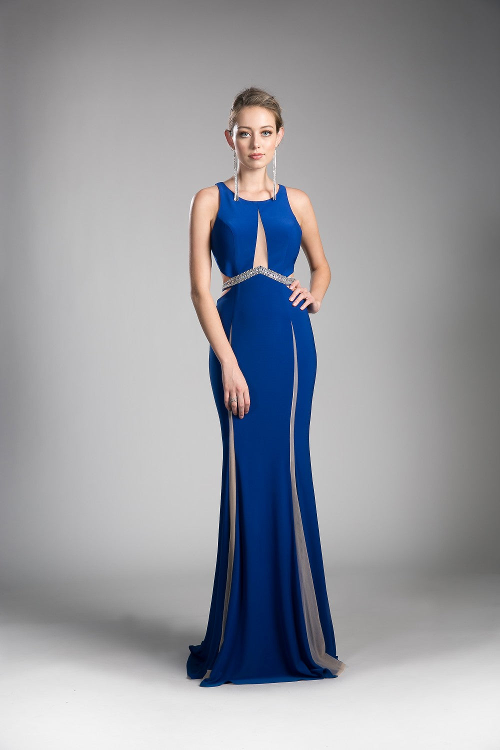 Beaded Belt Stretch Knit Sheath Dress by Cinderella Divine -62806