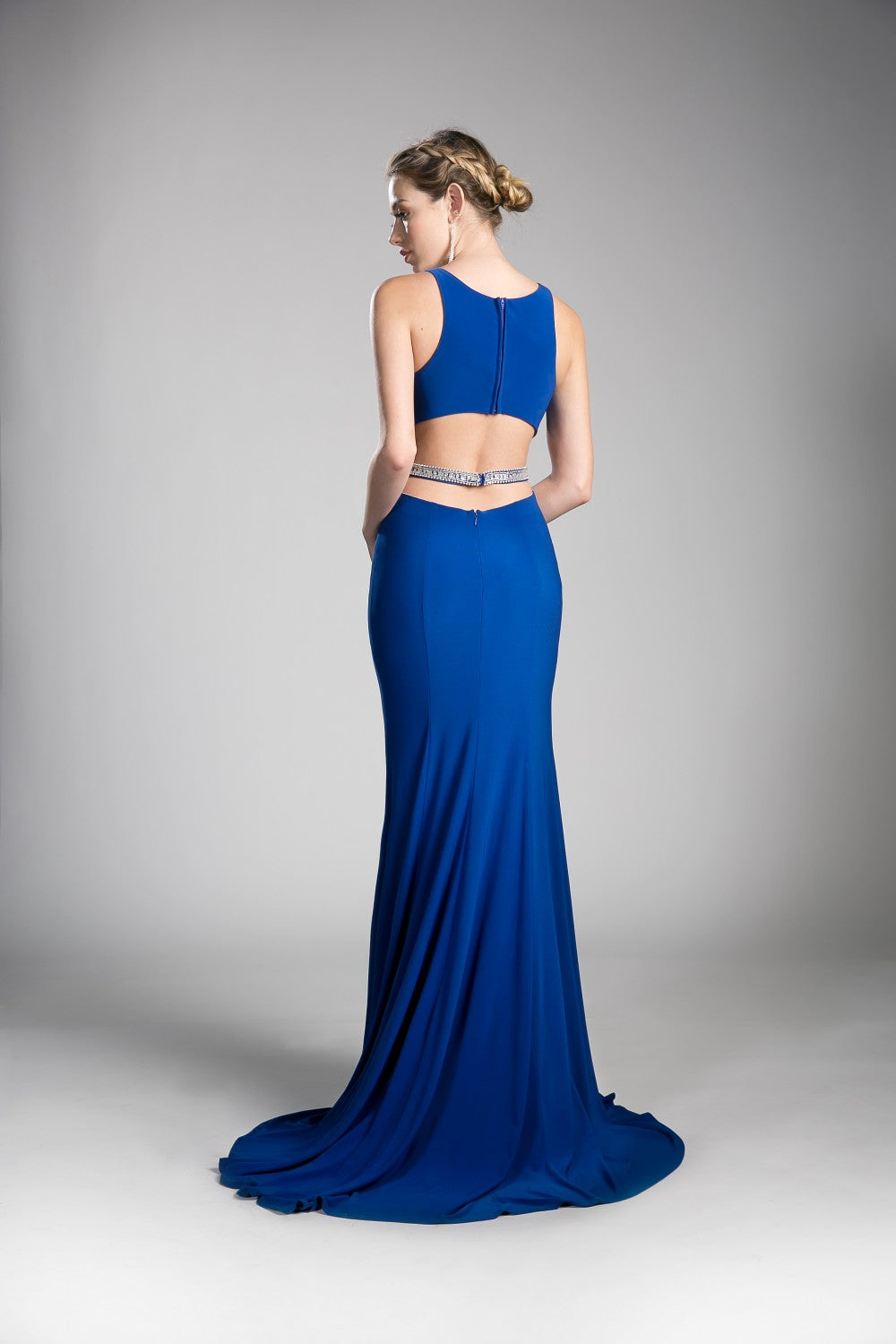 Beaded Belt Stretch Knit Sheath Dress by Cinderella Divine -62806