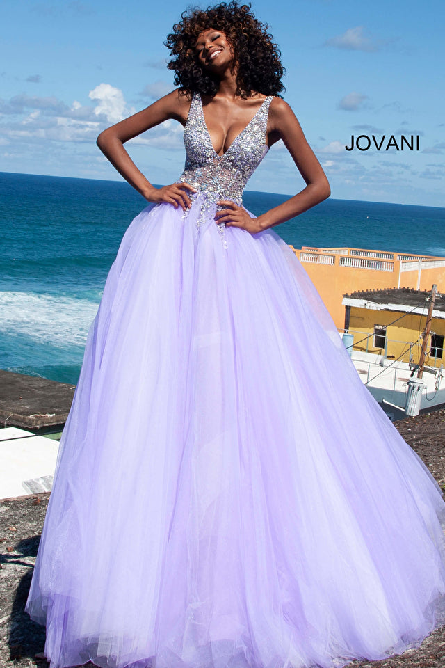 Crystal Embellished Bodice Prom Ballgown By Jovani -65379B
