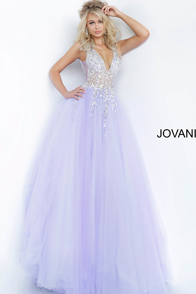 Crystal Embellished Bodice Prom Ballgown By Jovani -65379B
