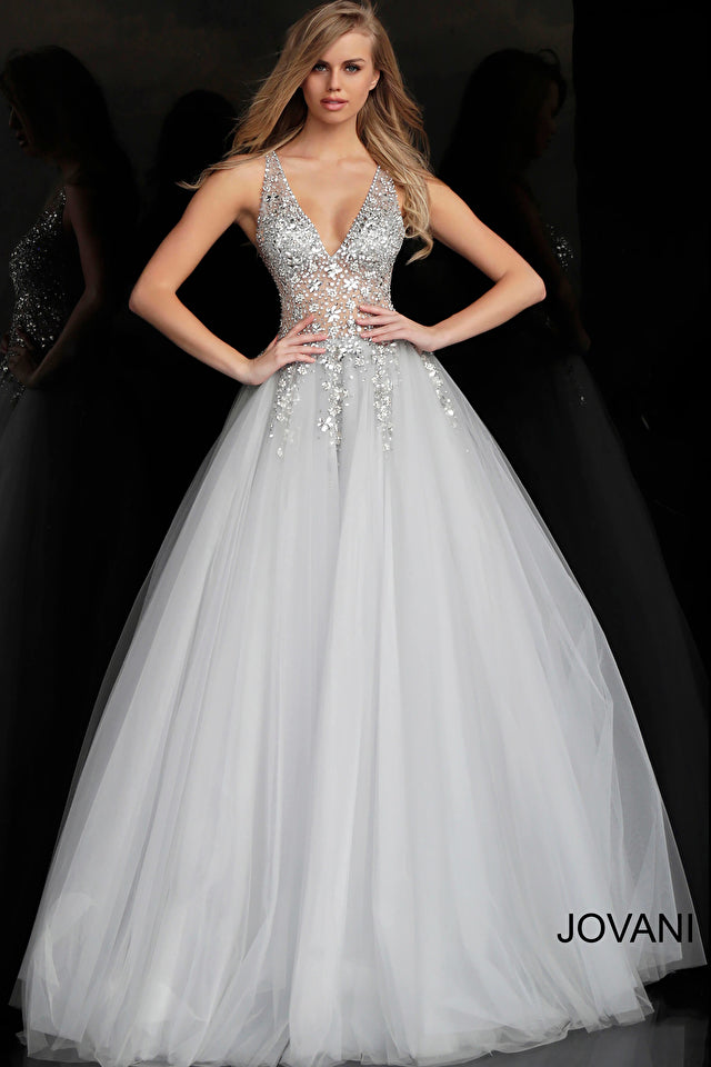 Crystal Embellished Bodice Prom Ballgown By Jovani -65379B