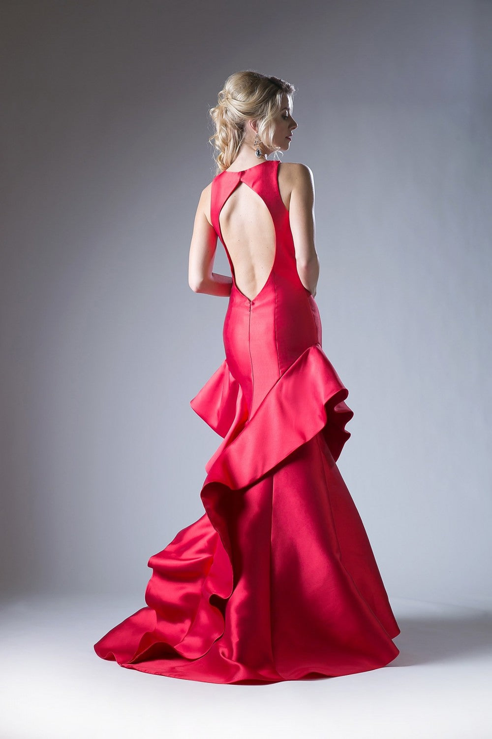 High Neck Symmetrical Cascade Mermaid Gown by Cinderella Divine -71428