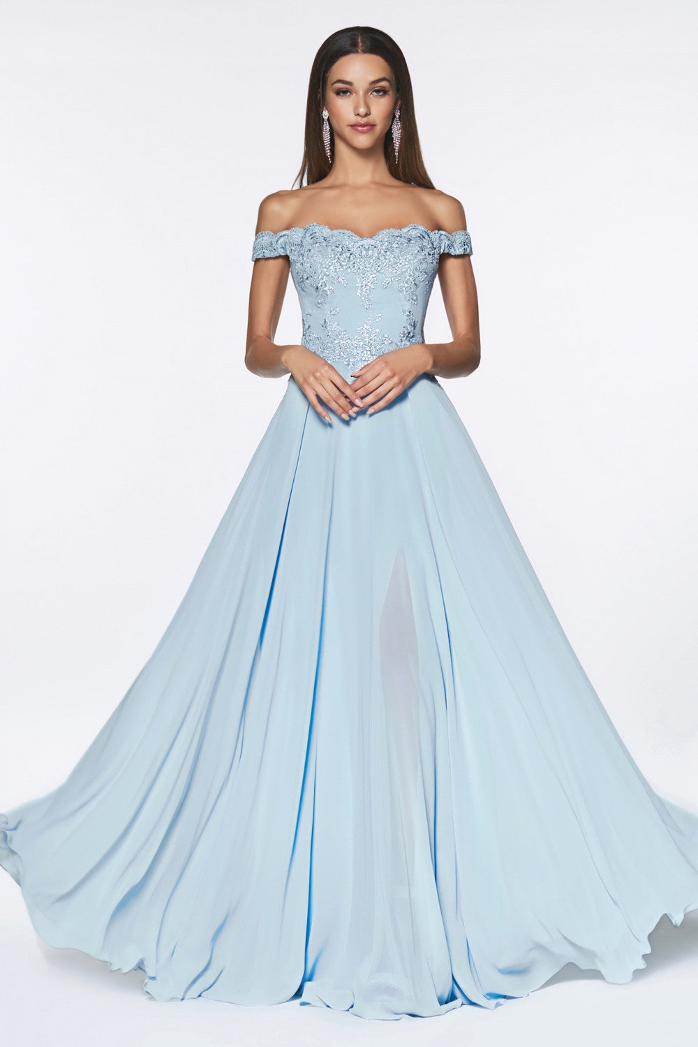 MyFashion.com - Off the shoulder lace bodice gown with flowy chiffon bottom and leg slit in lining.(7258) - Cinderella Divine promdress eveningdress fashion partydress weddingdress
gown homecoming promgown weddinggown