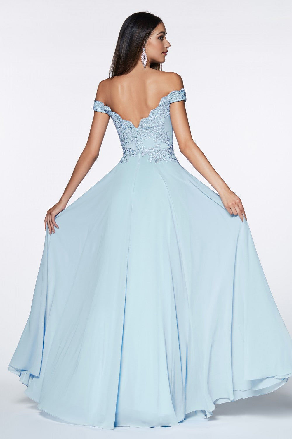 MyFashion.com - Off the shoulder lace bodice gown with flowy chiffon bottom and leg slit in lining.(7258) - Cinderella Divine promdress eveningdress fashion partydress weddingdress
gown homecoming promgown weddinggown