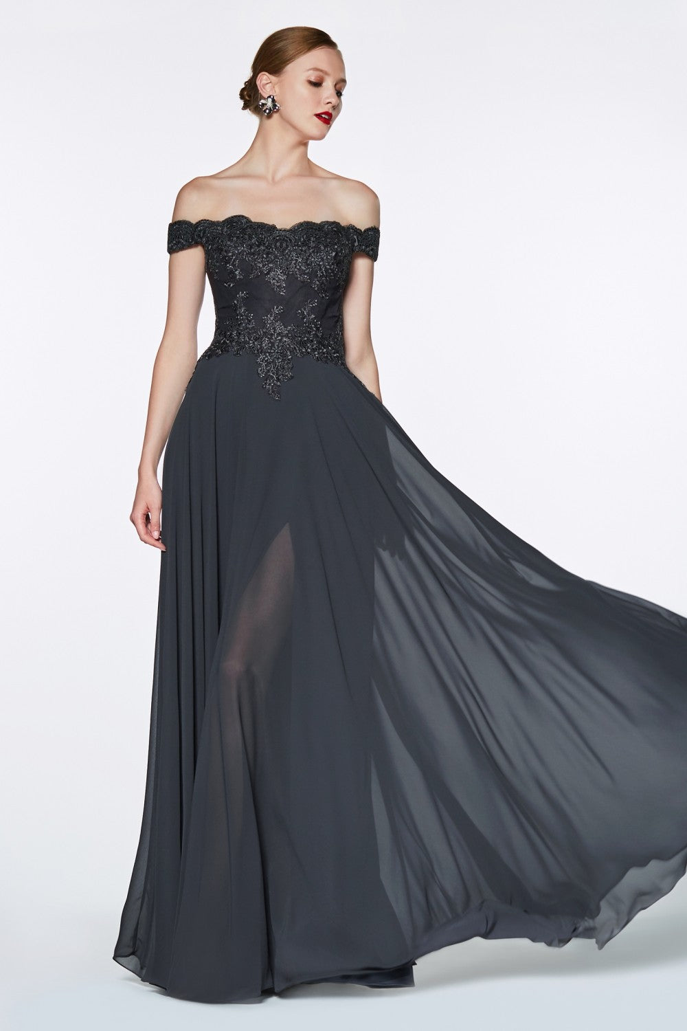 MyFashion.com - Off the shoulder lace bodice gown with flowy chiffon bottom and leg slit in lining.(7258) - Cinderella Divine promdress eveningdress fashion partydress weddingdress
gown homecoming promgown weddinggown