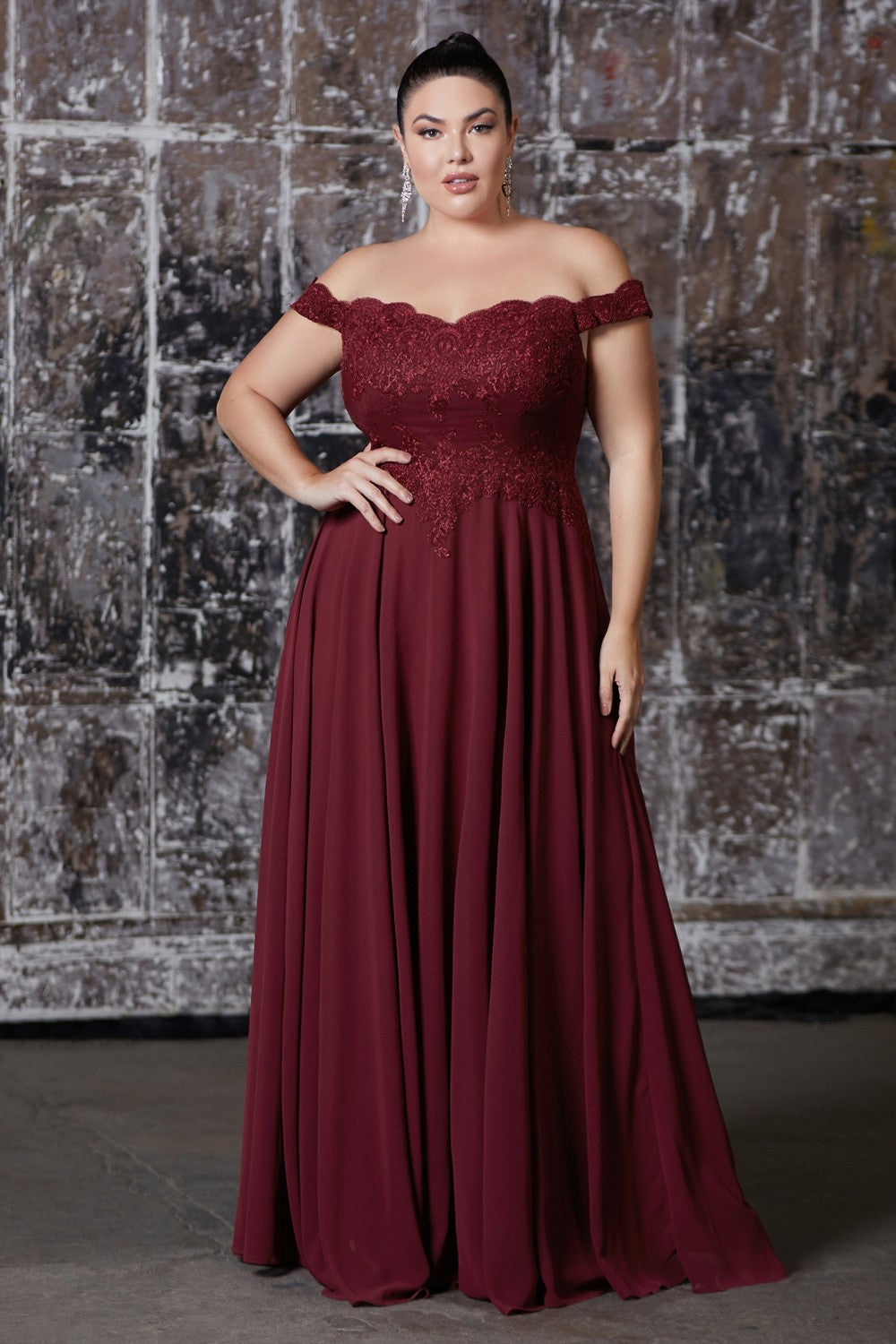 MyFashion.com - Off the shoulder lace bodice gown with flowy chiffon bottom and leg slit in lining.(7258) - Cinderella Divine promdress eveningdress fashion partydress weddingdress
gown homecoming promgown weddinggown