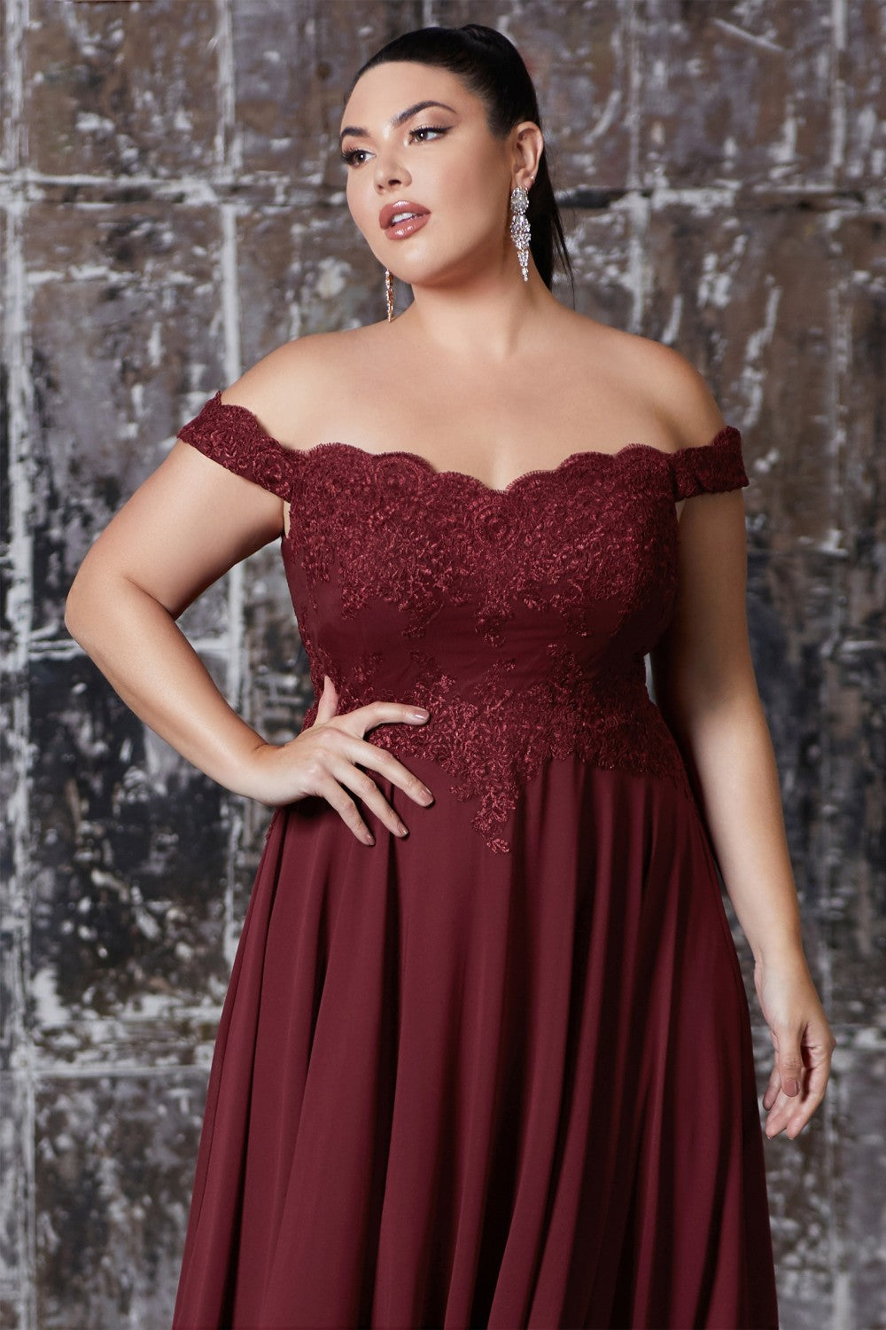 MyFashion.com - Off the shoulder lace bodice gown with flowy chiffon bottom and leg slit in lining.(7258) - Cinderella Divine promdress eveningdress fashion partydress weddingdress
gown homecoming promgown weddinggown