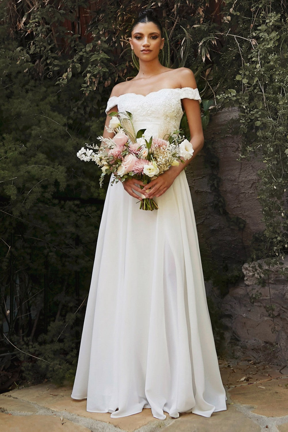 Off The Shoulder Bridal Gown By Cinderella Divine -7258W