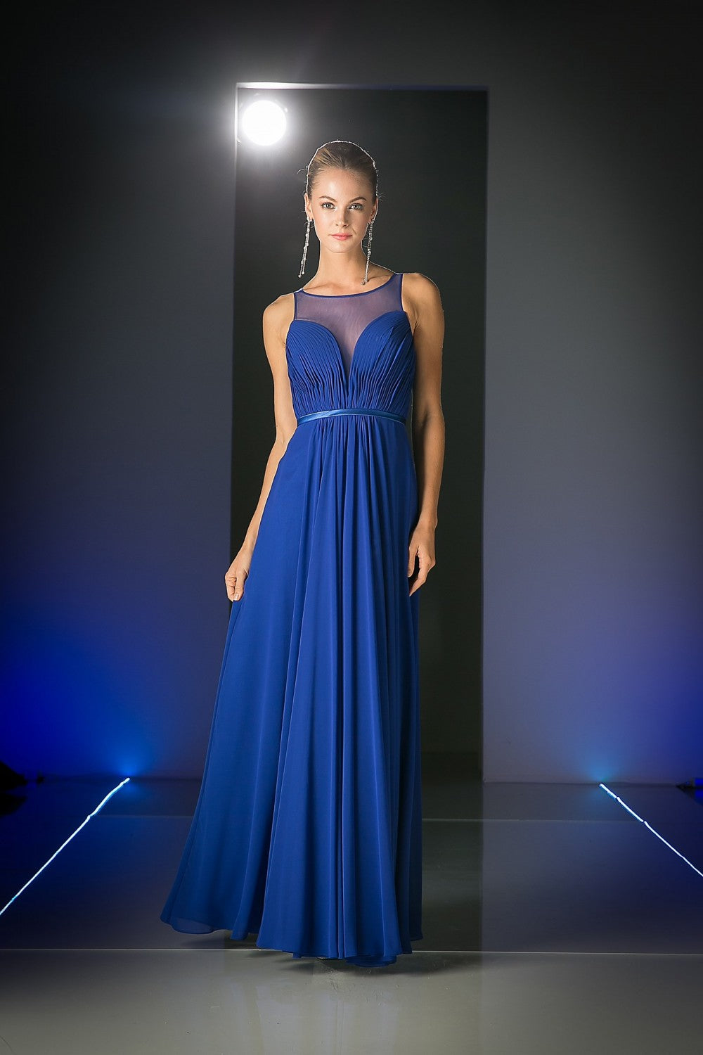 Long Illusion Sweetheart Dress by Cinderella Divine -7458