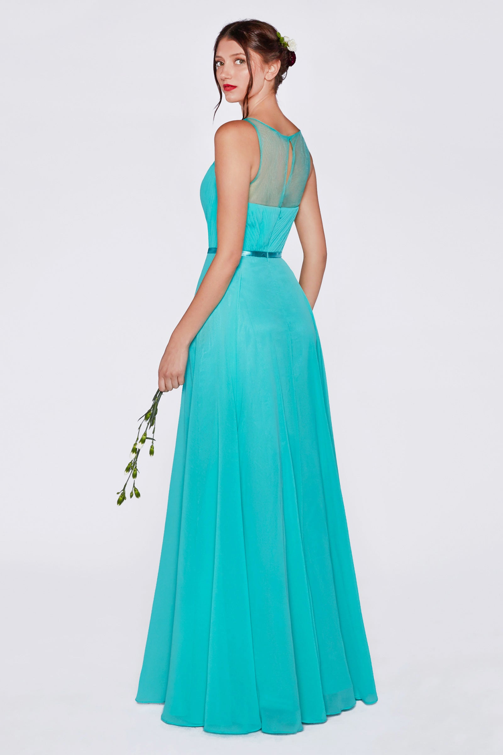 Long Illusion Sweetheart Dress by Cinderella Divine -7458