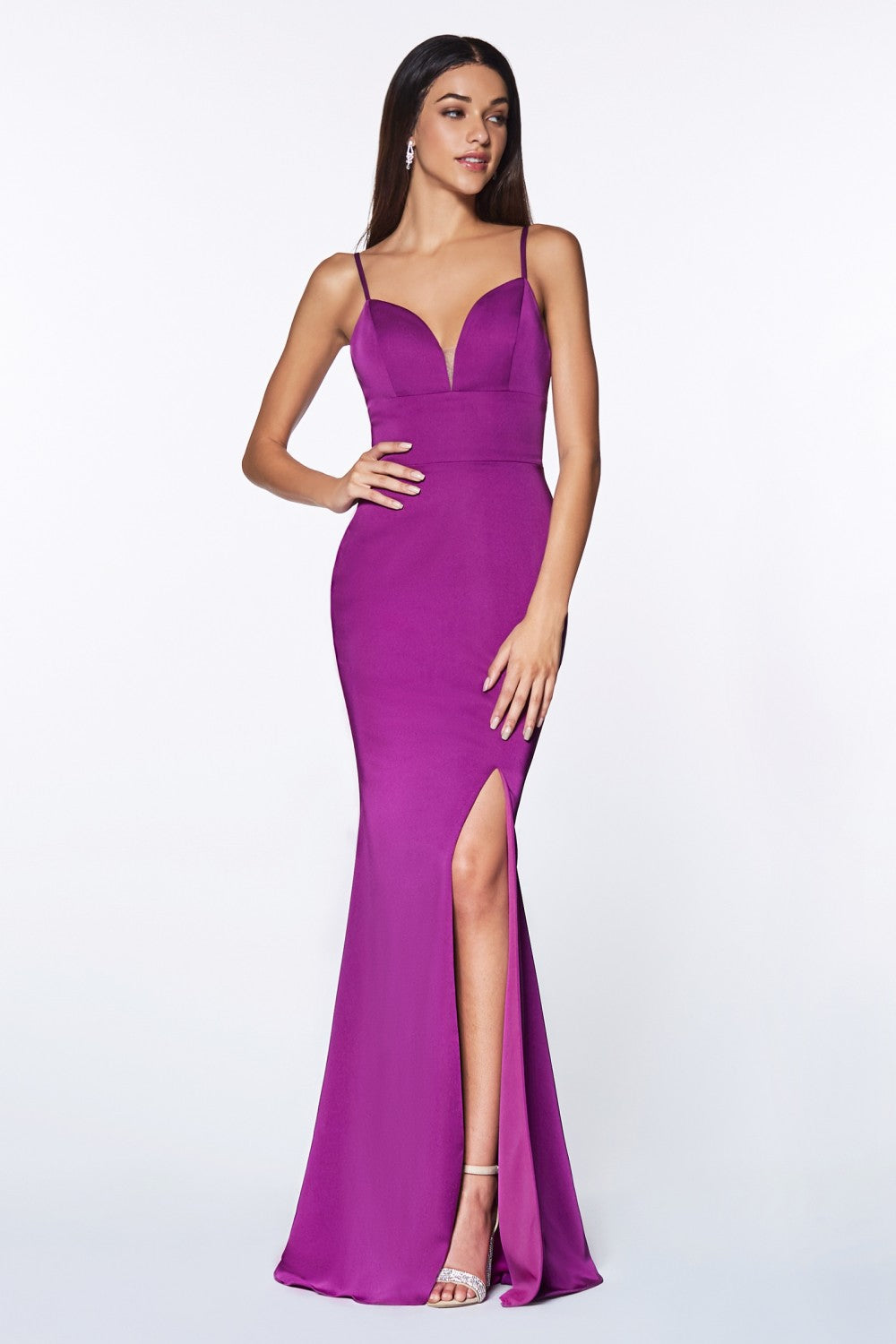 MyFashion.com - Fitted sweetheart neckline gown with leg slit and open back(7470) - Cinderella Divine promdress eveningdress fashion partydress weddingdress 
 gown homecoming promgown weddinggown 