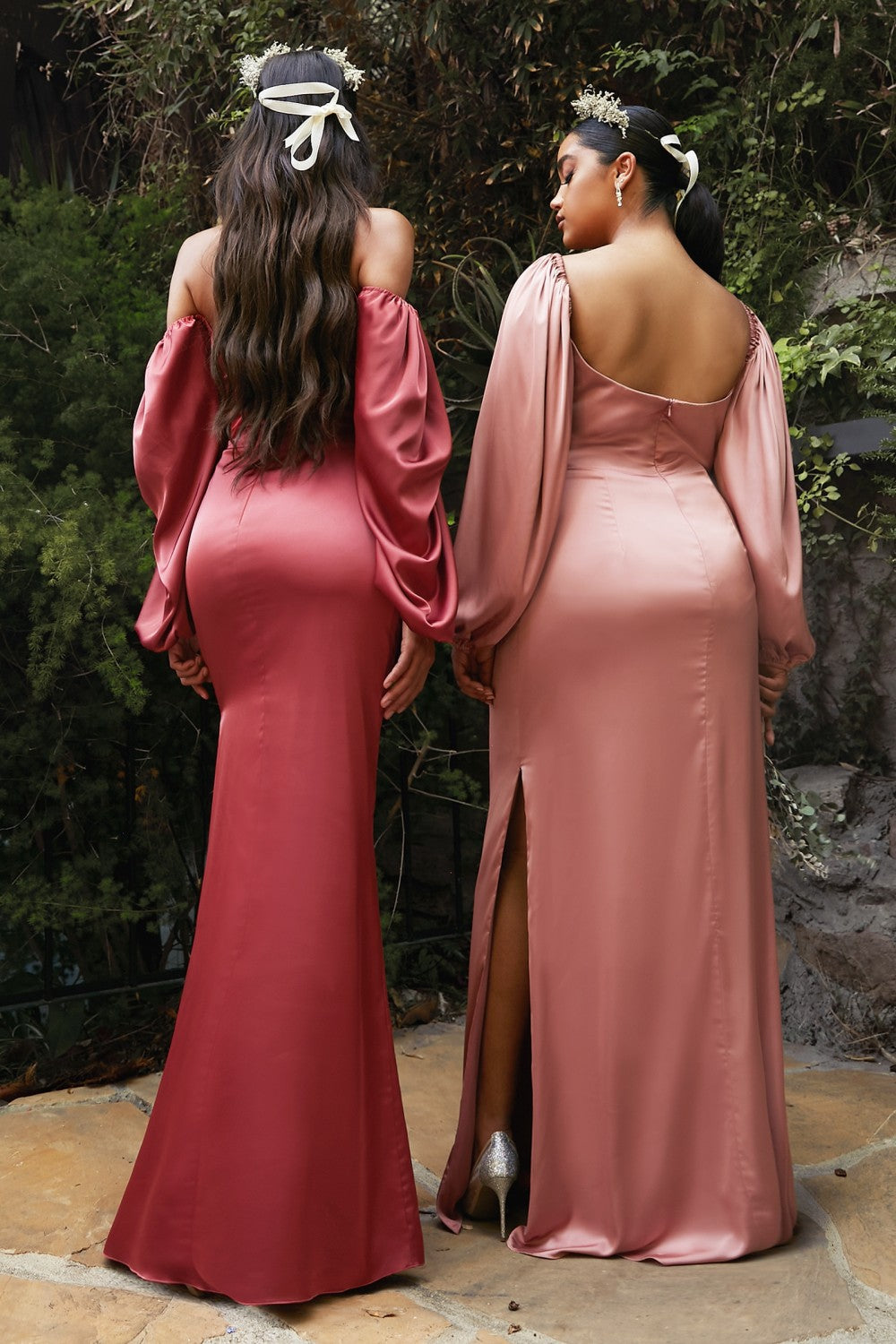 Soft Satin Long Sleeve Curve Dress By Cinderella Divine -7482C