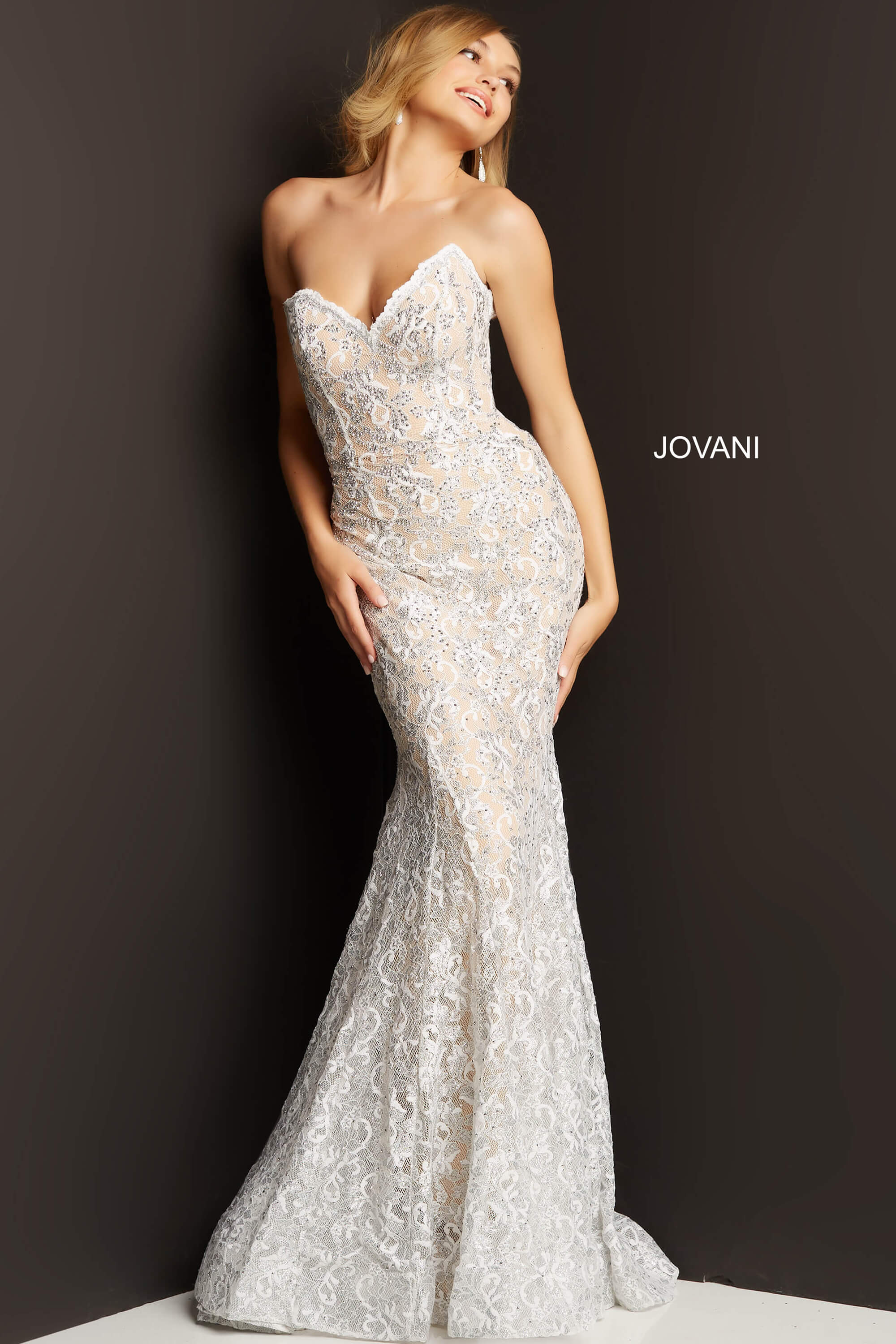 Embellished Lace Prom Dress By Jovani -08215