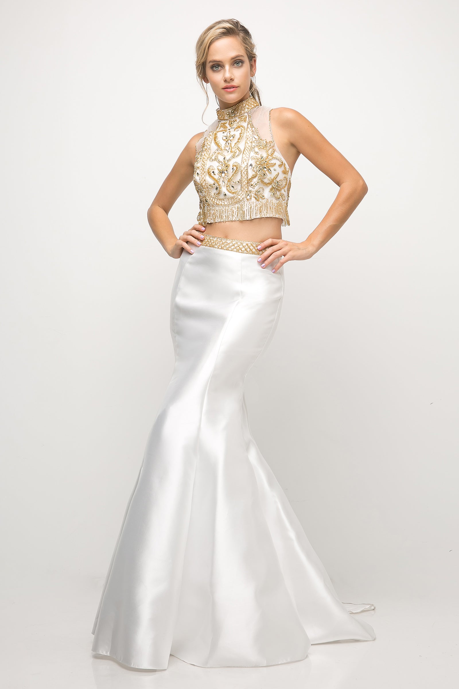 Beaded Bodice 2 Piece Mermaid Gown by Cinderella Divine -84016