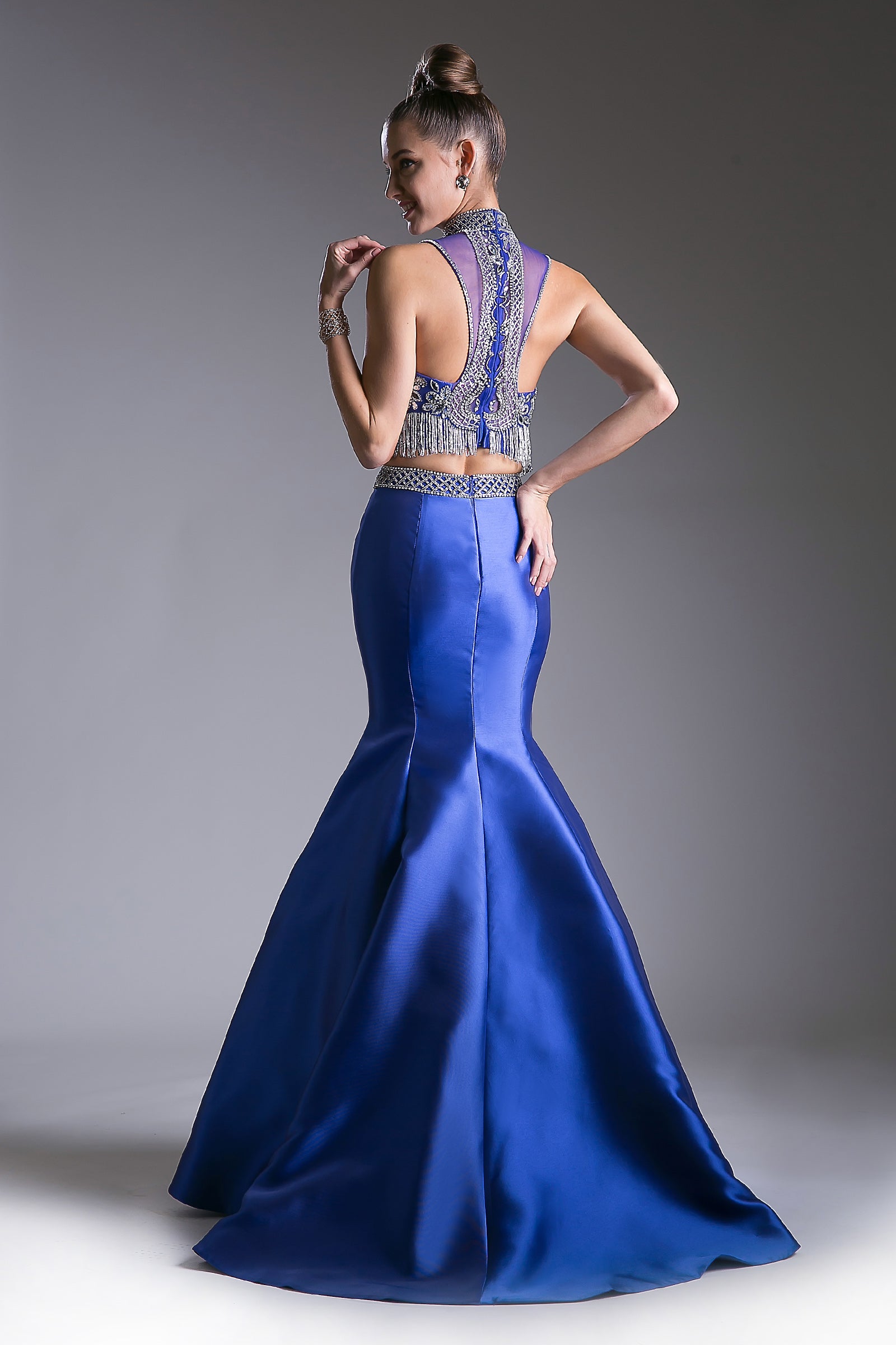 Beaded Bodice 2 Piece Mermaid Gown by Cinderella Divine -84016