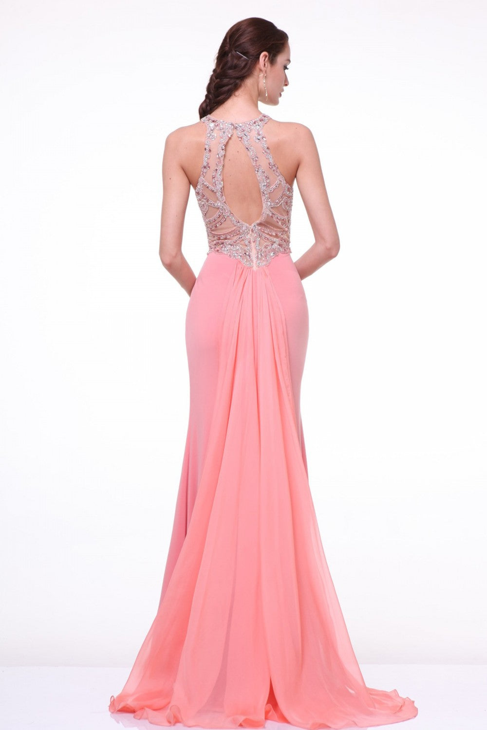 Beaded Illusion Sheath Dress By Cinderella Divine -8744