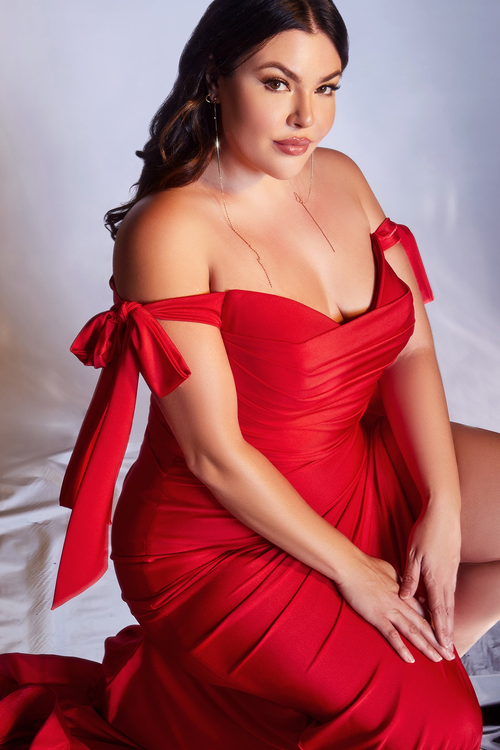 Curve Fitted Stretch Jersey Dress by Cinderella Divine -CD943C