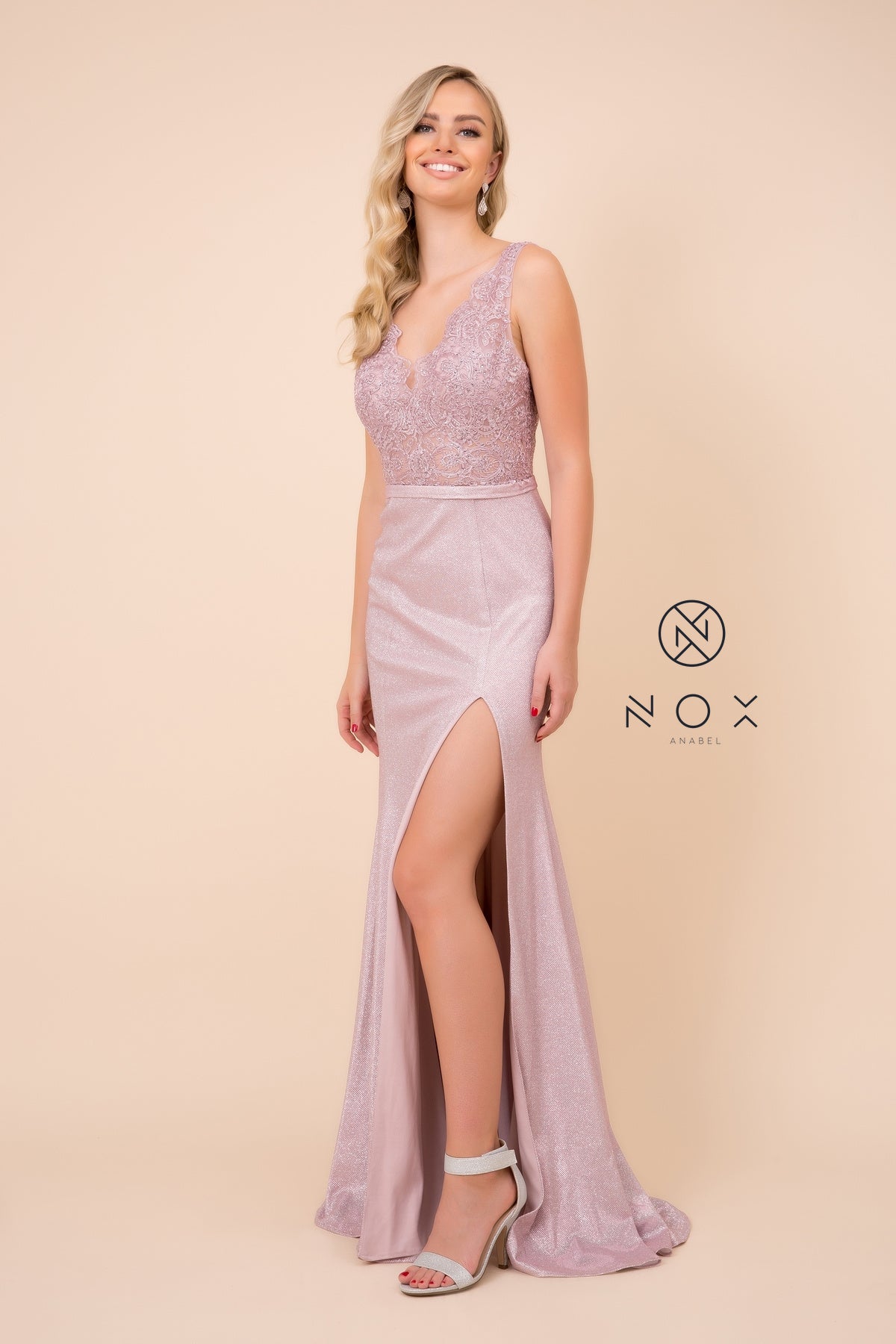 MyFashion.com - LONG MERMAID DRESS WITH LACED BODICE AND V-SHAPED OPEN BACK (E373) - Nox Anabel promdress eveningdress fashion partydress weddingdress 
 gown homecoming promgown weddinggown 